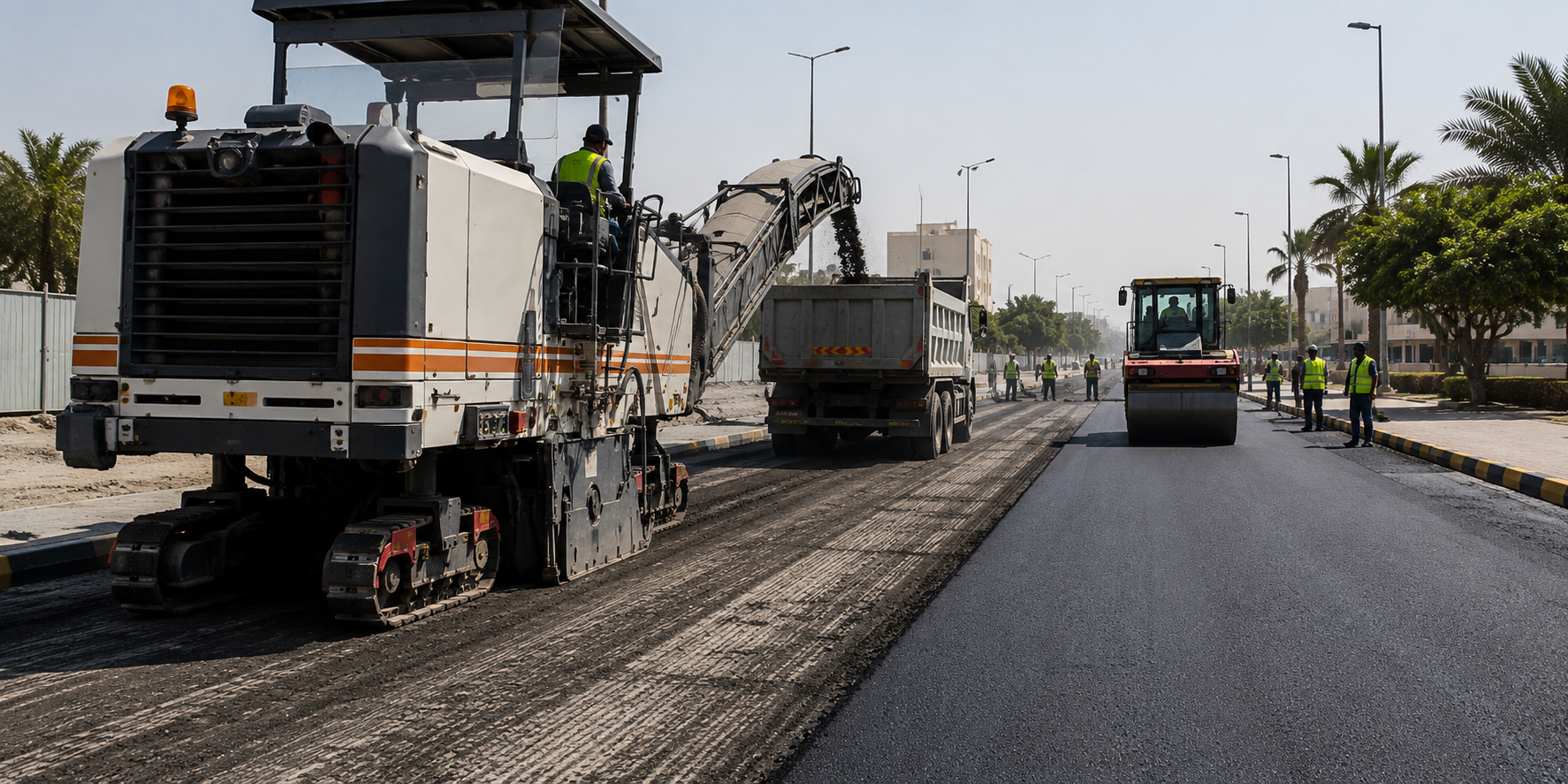 قشط وسفلتة الطرق والميادين